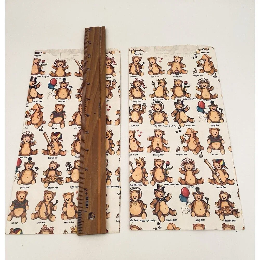 Small Lot of Vintage Teddy Bear Gift Wrap Sheets Bags Scrapbooking Junk Craft